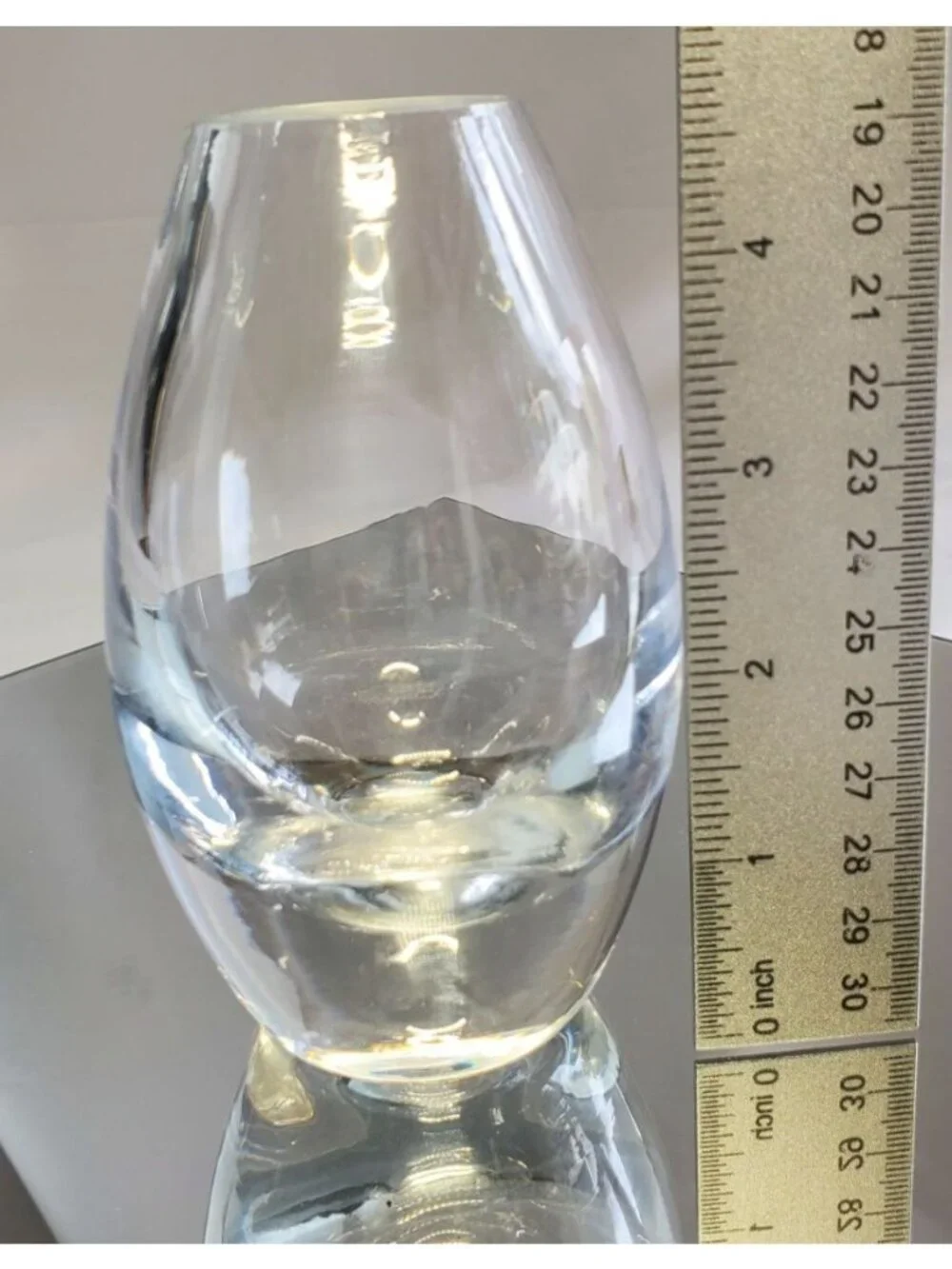 Vintage Swedish Crystal Flower Vase Clear Art Glass Home Decor MCM 4.5
